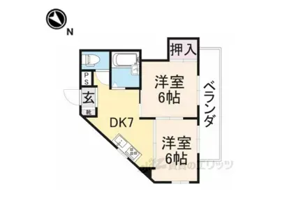 メゾン東香里(2DK/3階)の間取り写真