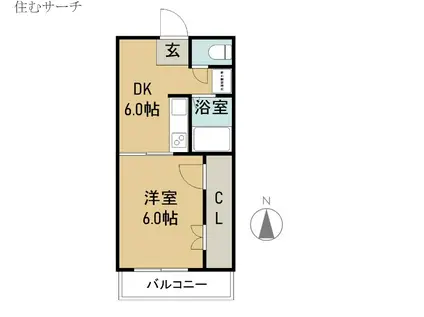 伊勢鉄道 玉垣駅 徒歩8分 2階建 築30年(1DK/1階)の間取り写真