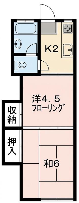 グリーンコーポA(2K/2階)の間取り写真