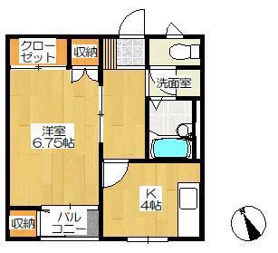 パストラルプレイス(1K/2階)の間取り写真