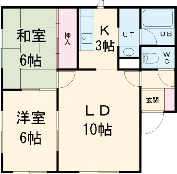 ソフィール湯川(2LDK/2階)の間取り写真