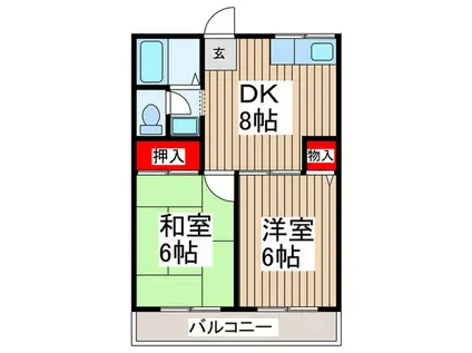 煉瓦館69(2DK/2階)の間取り写真