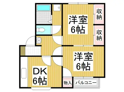 リブステージ切石(2DK/2階)の間取り写真