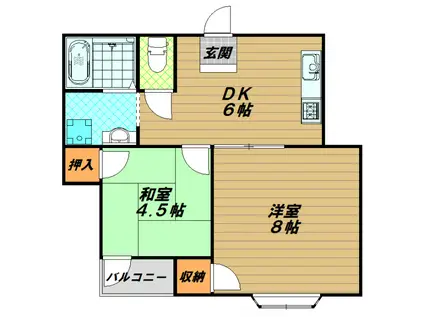 サン山口(2DK/1階)の間取り写真