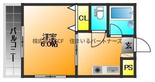 ピュア松本(1K/2階)の間取り写真