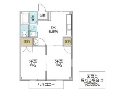 クリエイティブフォー(2DK/2階)の間取り写真