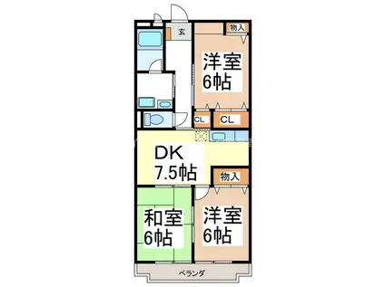 リンピアTOMO(3DK/2階)の間取り写真