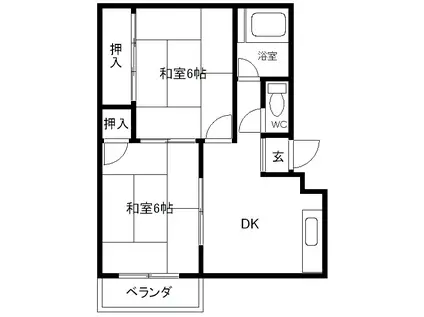 向井コーポラス(2DK/3階)の間取り写真