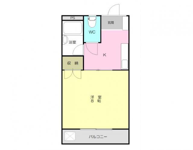福岡マンション(1K/3階)の間取り写真