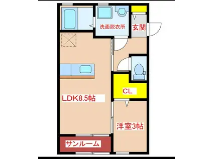 NOIR(1LDK/1階)の間取り写真