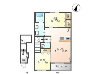VAVOOM(2LDK/2階)の間取り写真