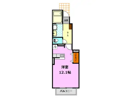 アルカンシェル(ワンルーム/1階)の間取り写真