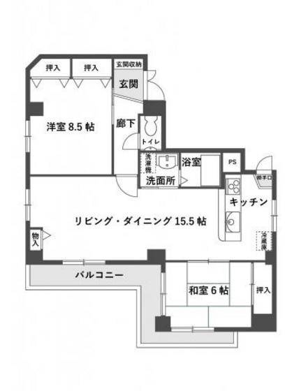 ラ・カンタータ(2LDK/6階)の間取り写真