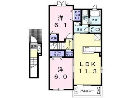 悠楽マス・マロック(2LDK/2階)の間取り写真