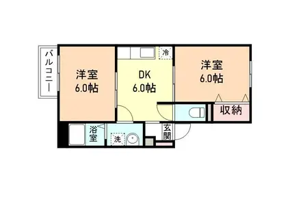 ベルいわせ野(2DK/2階)の間取り写真