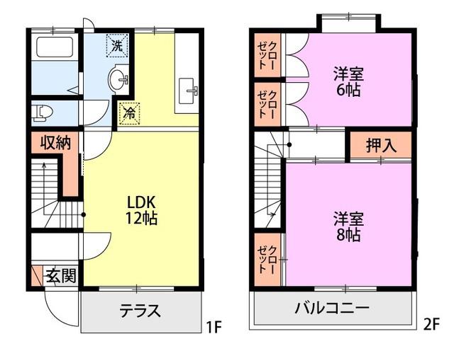 グリーンアベニューとやの(2LDK/1階)の間取り写真