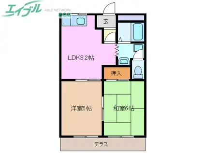 イーストオブパーク黒田(2DK/1階)の間取り写真