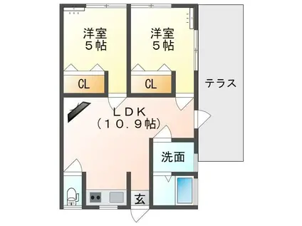 プロスペリティアートI(2LDK/1階)の間取り写真