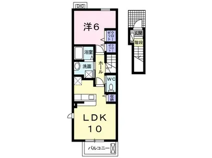 ブルーパイン II-C(1LDK/2階)の間取り写真