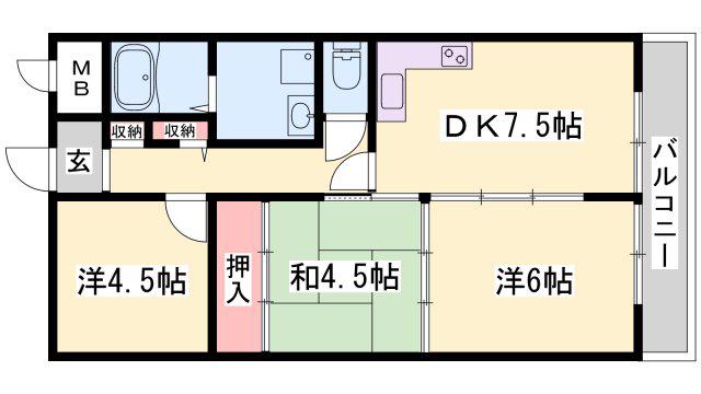 プチシャトウ(3DK/1階)の間取り写真