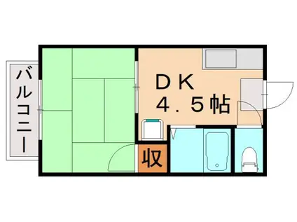 本栖ハイツ(1DK/2階)の間取り写真