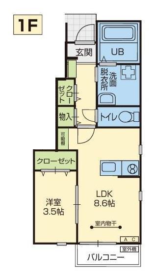 太鷲苑II(1LDK/1階)の間取り写真