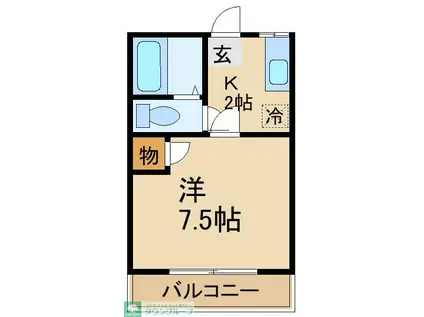 ハイツY(1K/1階)の間取り写真