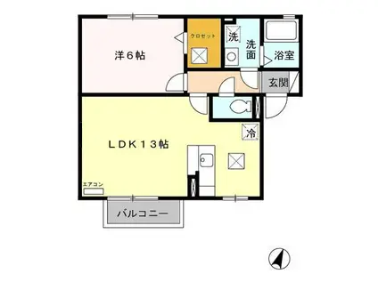 セットレーヴ(1LDK/1階)の間取り写真