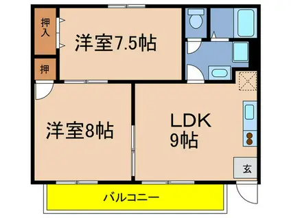 ハビテーション要(2LDK/2階)の間取り写真