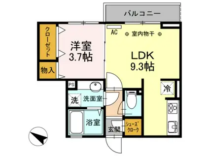 D-ROOM SUELO(1LDK/2階)の間取り写真