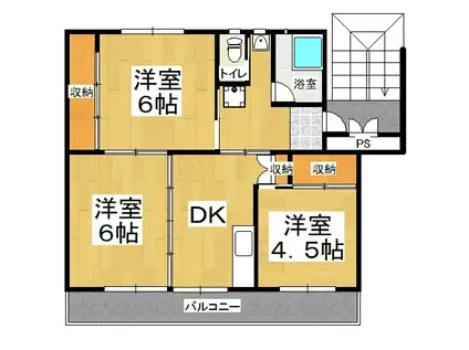 ビレッジハウス吉永 2号棟(3DK/4階)の間取り写真