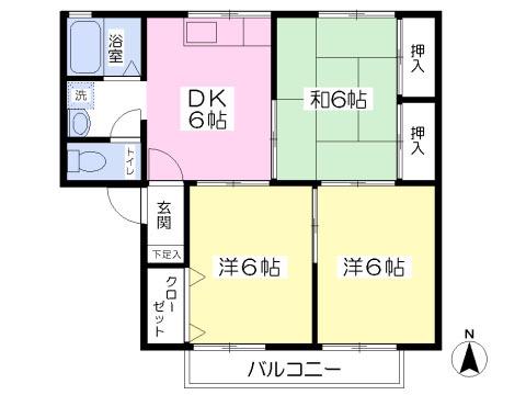 ニューエレガンス(3DK/2階)の間取り写真