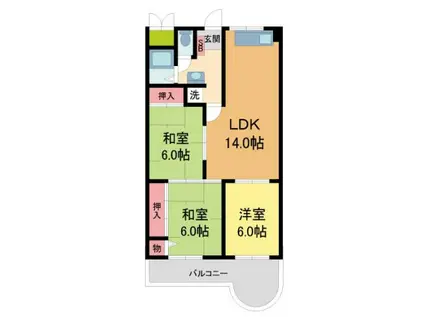 東朋第一マンション(3LDK/1階)の間取り写真