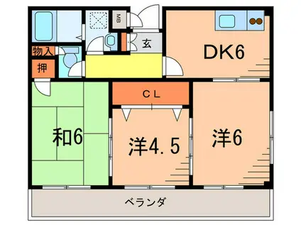 ノ・レーヴ宝塚(3DK/4階)の間取り写真