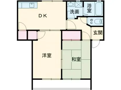 シルクヴェールフジB棟(2DK/2階)の間取り写真