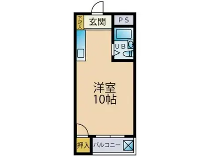 シャンタルII(ワンルーム/1階)の間取り写真