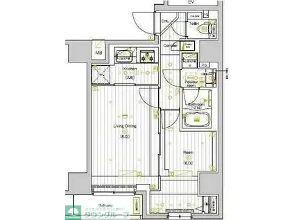 PREMIUM CUBE 両国DEUX(1LDK/4階)の間取り写真