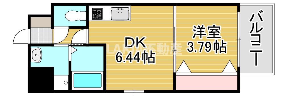 グランステディ城東中央(1DK/9階)の間取り写真