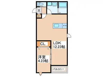 メゾンクレール長嶺南(1LDK/1階)の間取り写真