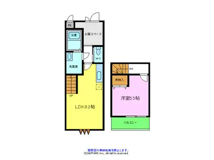 スリーハーブズ狭山1番館(1LDK/1階)の間取り写真