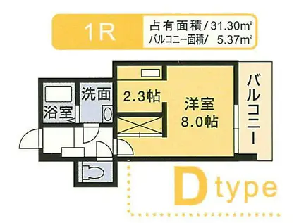 太湖新苑(ワンルーム/2階)の間取り写真