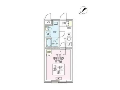スカイラシクラス平和台(1K/2階)の間取り写真