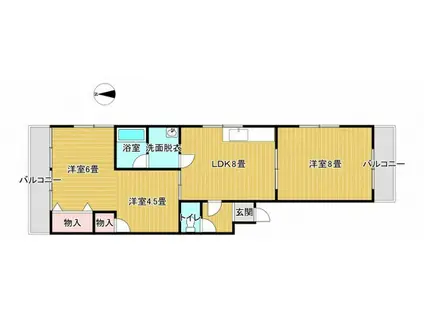 古川ビル(2LDK/3階)の間取り写真