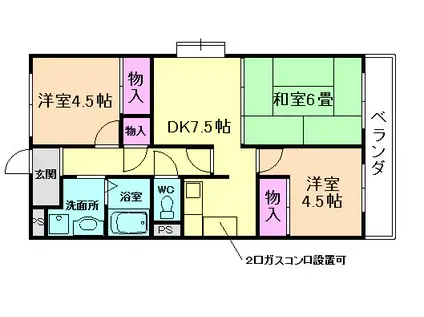 ゆうゆうハウス(3DK/3階)の間取り写真
