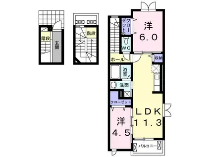 カーサ グラース(2LDK/3階)の間取り写真