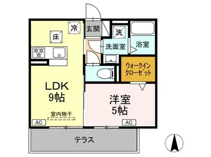 D-CRINUM 白銀II(1LDK/1階)の間取り写真