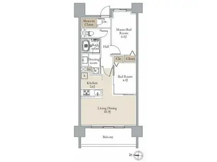 レジディア仙台北四番丁プレイス(2LDK/12階)の間取り写真