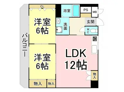 ロイヤルハイツ鷹ノ巣(2LDK/3階)の間取り写真