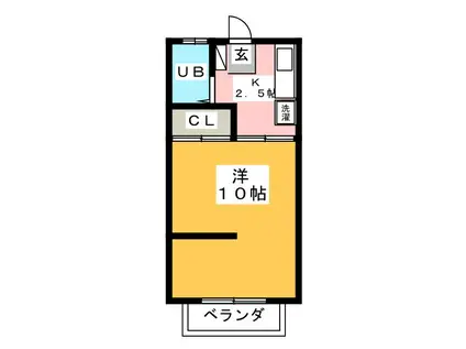 マリーンハイツ(1K/2階)の間取り写真