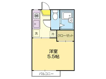 ユキサンズ(1K/2階)の間取り写真